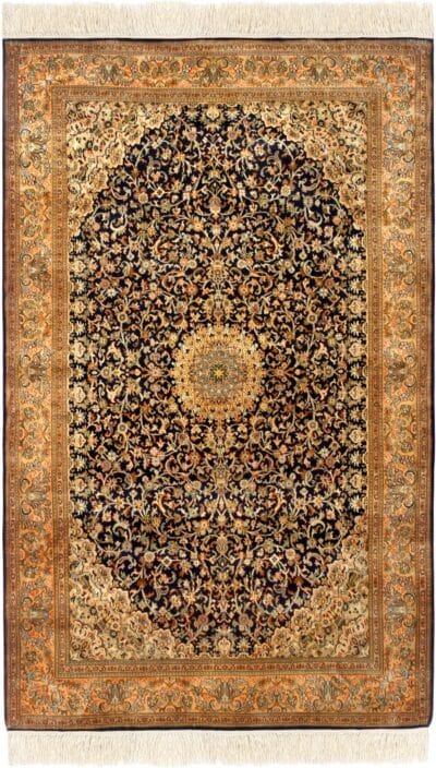 Traditional Persian Kashan Silk Rug